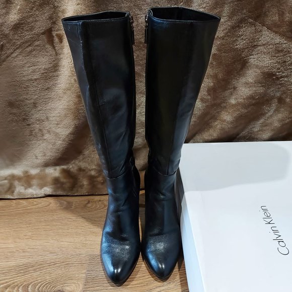 CALVIN KLEIN tall leather boots - Picture 1 of 7